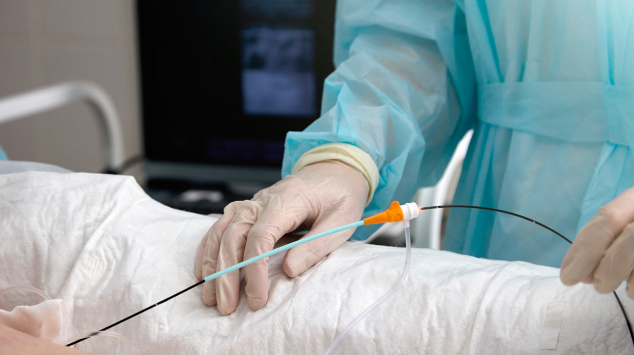 Medical professional performing minimally invasive procedure